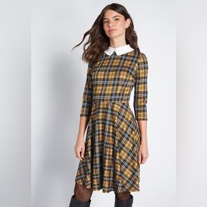 Yellow Perfectly Proper Knit A-Line dress